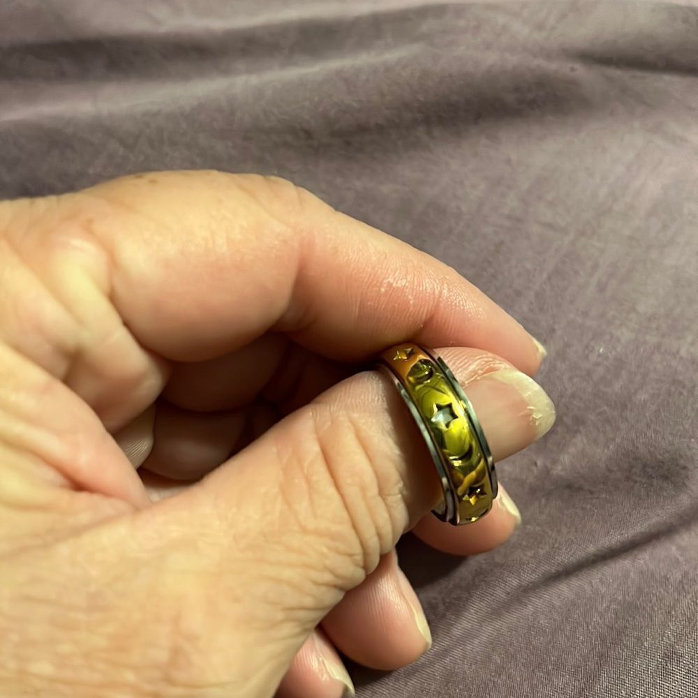 New U7 Moon&Star Spin Band Ring